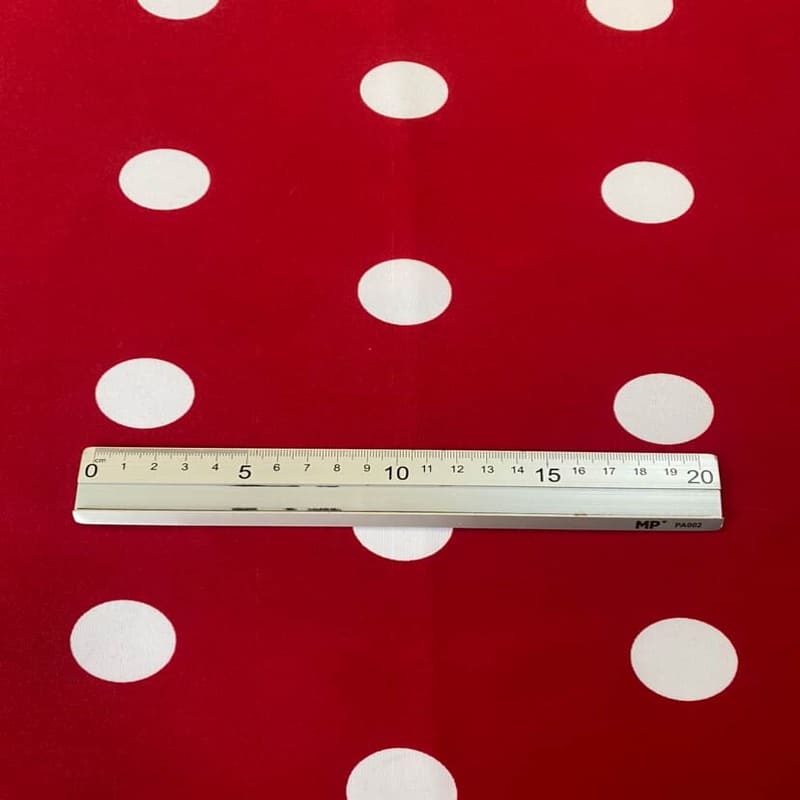 Tela de Stretch Roja Lunar Blanco de 3 cm (ancho de la tela 1,50M) - Imagen 3
