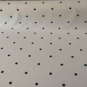 Tela Bielástica Blanca Lunares Negros de 1,2 cm (ancho 1,50M)
