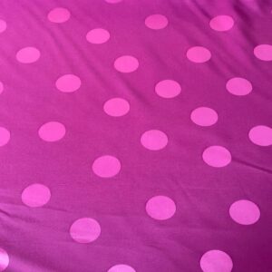 Tela de Satén Jacquard Bicolor Morado y Fucsia con Lunares 3cm Reversible (ancho 1,45M)