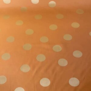 Tela de Satén Jacquard Bicolor Naranja y Amarillo Brillante con Lunares 3cm Reversible (ancho 1,45M)