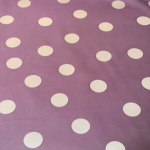 Tela de Satén Jacquard Bicolor Morado y Beige Claro con Lunares 3cm Reversible (ancho 1,45M)