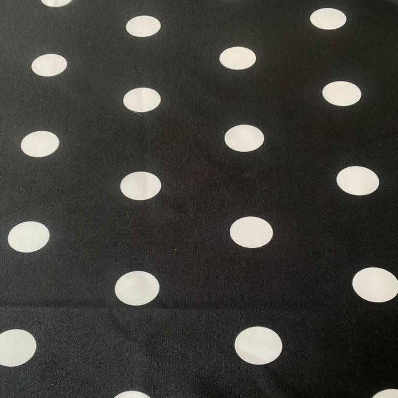 Tela de Stretch Negro Lunar Blanco de 3cm (ancho de la tela 1,50M)