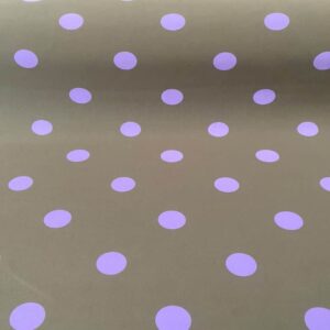 Tela Bielástica Verde Aceite con Lunares Morado de 3cm (ancho 1,50M)