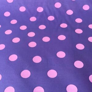 Tela de Satén Jacquard Bicolor Morado y Rosa con Lunares 3cm Reversible (ancho 1,45M)