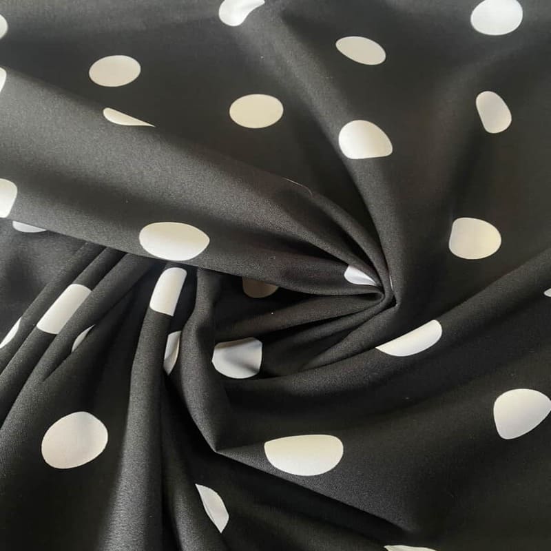 Tela de Stretch Negro Lunar Blanco de 3cm (ancho de la tela 1,50M) - Imagen 2