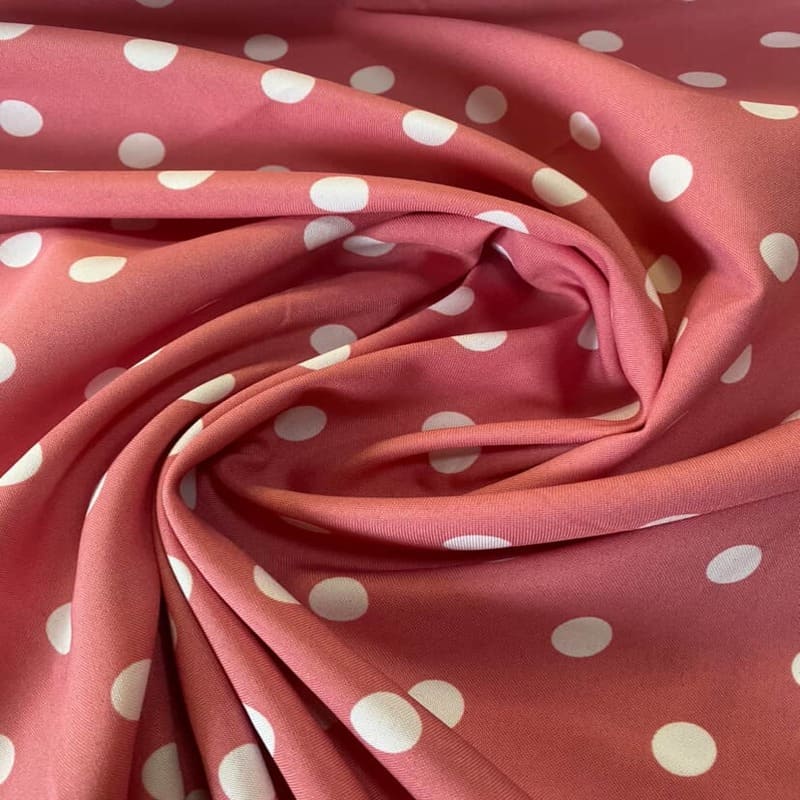 Tela de Stretch Rosa Suave Lunar Blanco de 1,3 cm (ancho de la tela 1,50M) - Imagen 2
