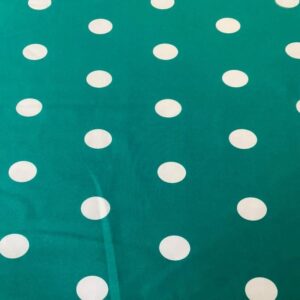 Tela de Stretch Verde con Lunar Blanco de 3 cm (ancho de la tela 1,50M)
