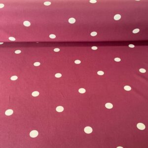 Tela de Lunares Topo Flamenca Poliéster Fondo Burdeos (ancho 1,50M)