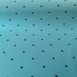 Tela Bielástica Turquesa con Lunares Negros de 1,2 cm (ancho 1,50M)