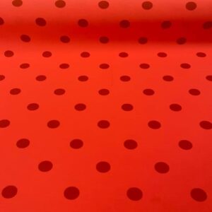 Tela Bielástica Coral con Lunares de 3cm (ancho 1,50M)