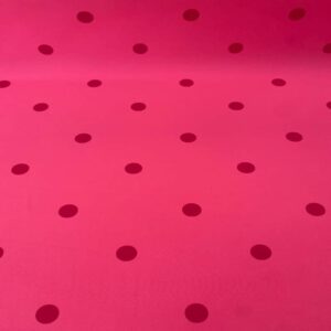 Tela Bielástica Rosa con Lunares Fucsia de 1,5 cm (ancho 1,50M)
