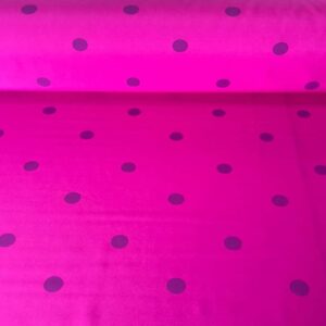 Tela de Lunares Flamenca Poliéster Color Fucsia y Morado (ancho 1,50M)