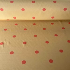 Tela de Lunares Naranja Flamenca Poliéster Fondo Mostaza (ancho 1,50M)