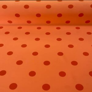Tela Bielástica Naranja Suave con Lunares Naranjas de 3cm (ancho 1,50M)
