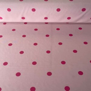 Tela de Lunares Rosa Flamenca Poliéster Fondo Rosa Suave (ancho 1,50M)