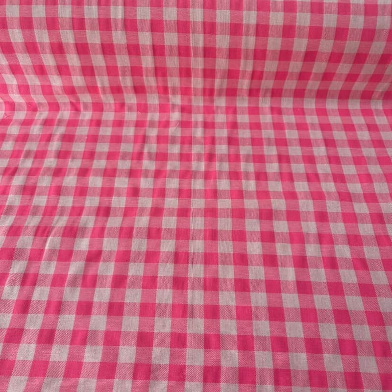 Tela de Cuadros Vichy Seersucker Rosa Flúor (ancho 2'80M)