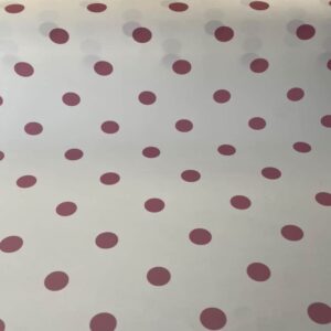 Tela Flamenca de Lunares de 3cm Rosa Maquillaje Poliéster sobre Fondo Blanco Crudo (ancho 1,50M)