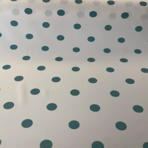 Tela Flamenca de Lunares de 3cm Verde Poliéster sobre Fondo Blanco Crudo (ancho 1,50M)