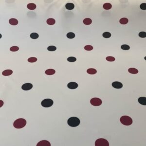 Tela Flamenca de Lunares de 3cm Bicolor Poliéster sobre Fondo Beige Suave (ancho 1,50M)
