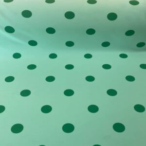 Tela Flamenca de Lunares de 3cm Verde Oscuro Poliéster sobre Fondo Verde Suave (ancho 1,50M)