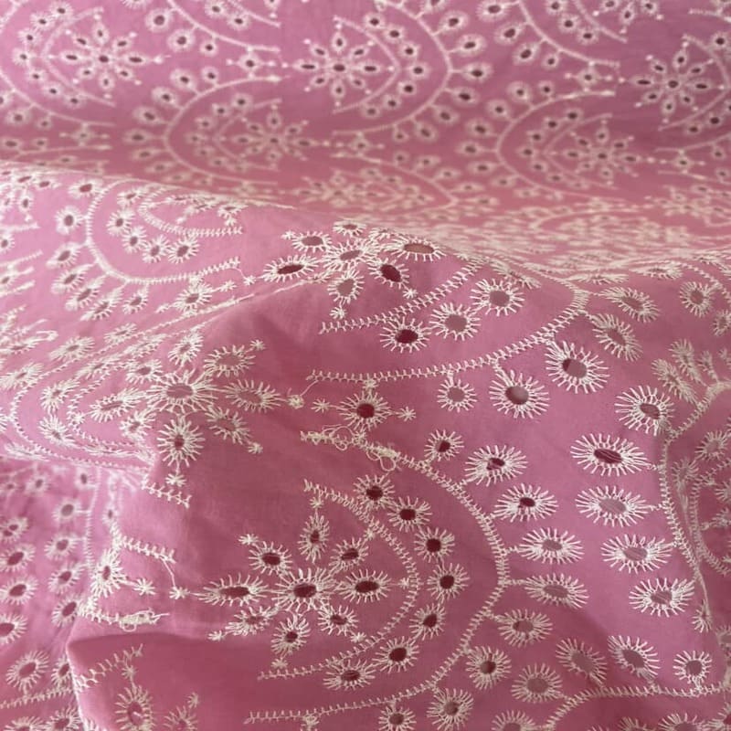 Tela de Perforado Algodón Rosa Maquillaje (ancho 1,50M) - Imagen 2
