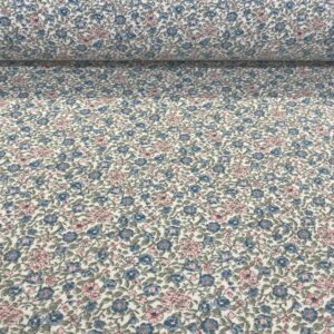 Villela Estampada Jardín Azul y Rosa (Ancho 1,50M)