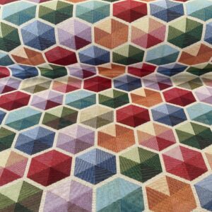 Tela de Gobelino Geométrico Hexágono Multicolor (Ancho 2,80M)