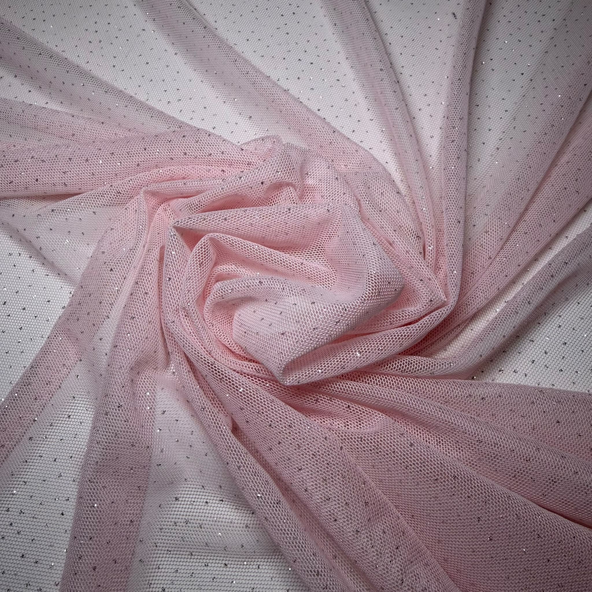 Tul de Licra Rosa Purpurina Plata (Ancho 1,55M) - Imagen 2