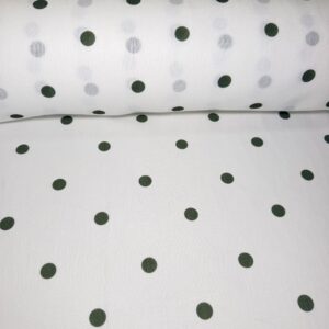 Polilino Blanco con Lunares Verde Kaki (Ancho 1,50M)
