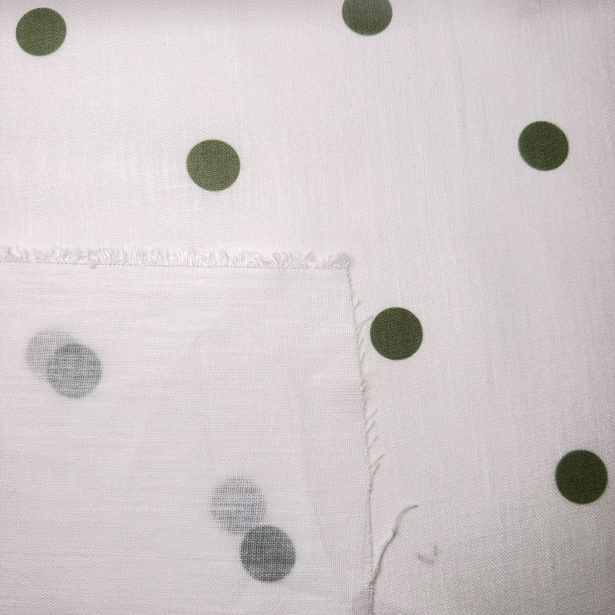 Polilino Blanco con Lunares Verde Kaki (Ancho 1,50M) - Imagen 2