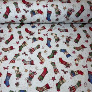 Popelín de Algodón Calcetines Navideños (Ancho 1,50M)