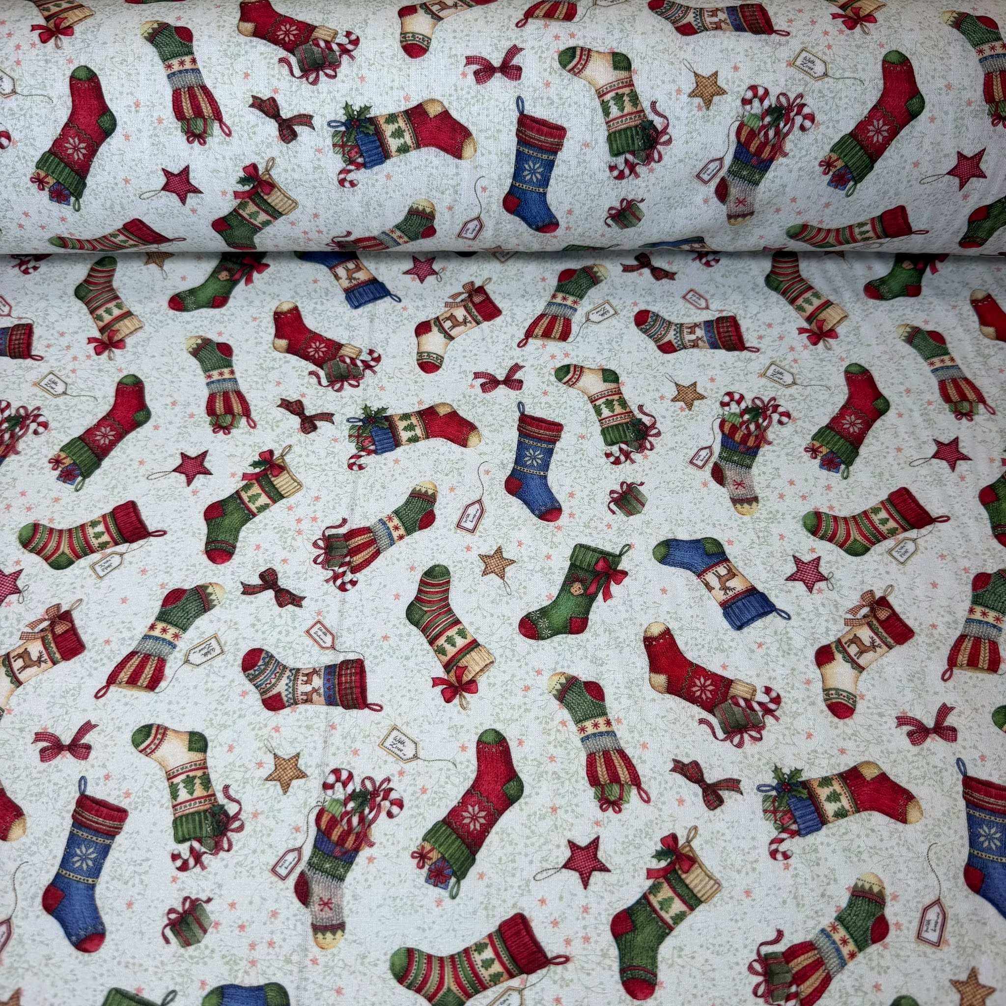Popelín de Algodón Calcetines Navideños (Ancho 1,50M)
