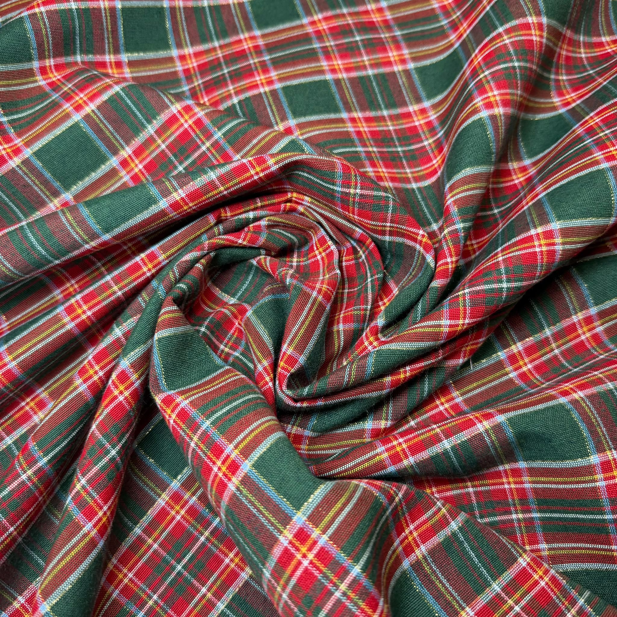 Cuadros Escoceses Pequeños Verdes con Lurex (Ancho 3,20M) - Imagen 3
