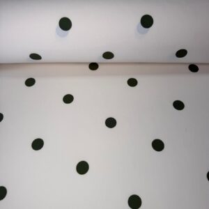 Bielástico Fino Lunares Cacería 2cm sobre Fondo Crudo (Ancho 1,50M)