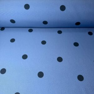 Bielástico Fino Lunares Azul Marino 2cm sobre Fondo Azul Jean (Ancho 1,50M)