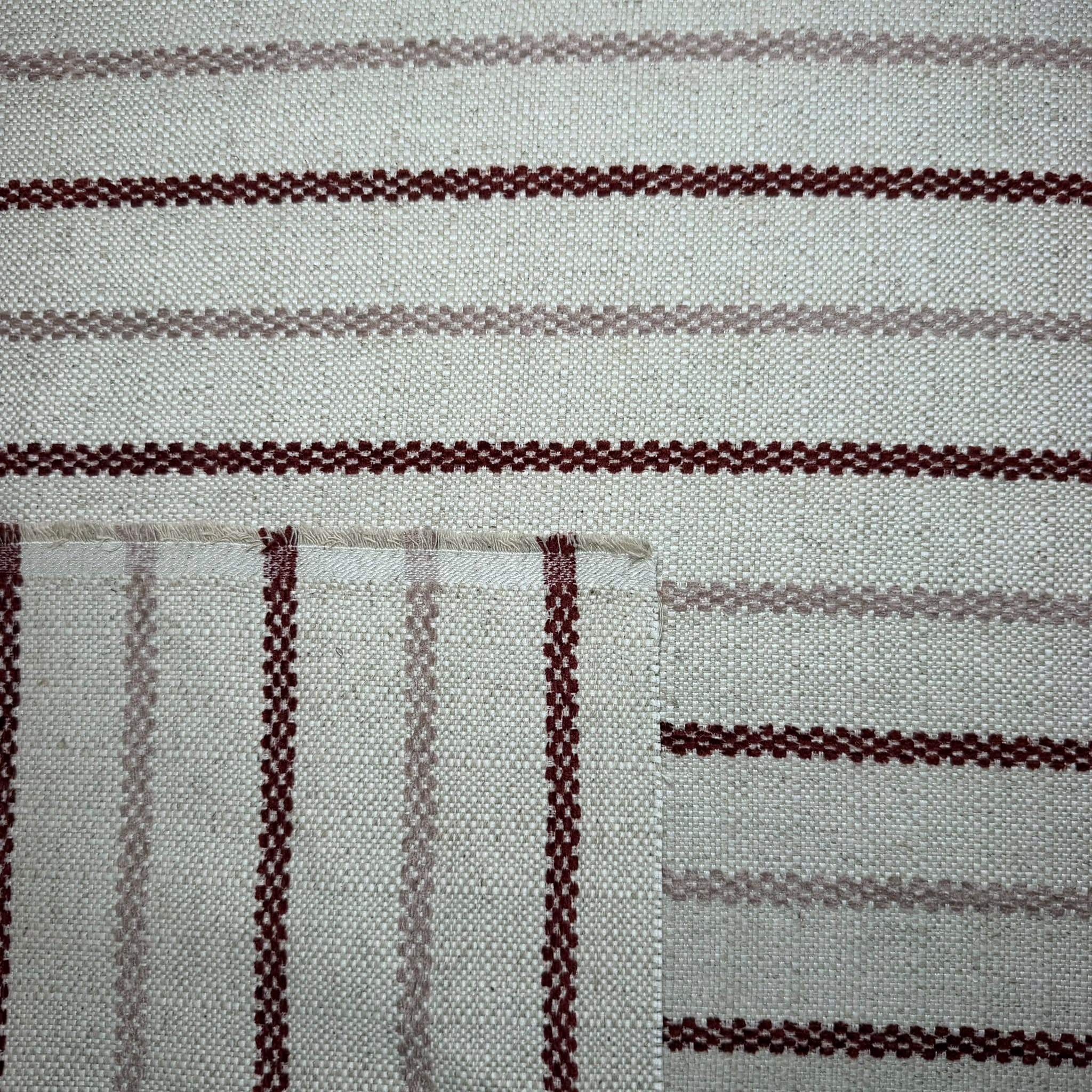 Tela Rústica Rayas Burdeos y Rosa Maquillaje (Ancho 2,80M) - Imagen 2