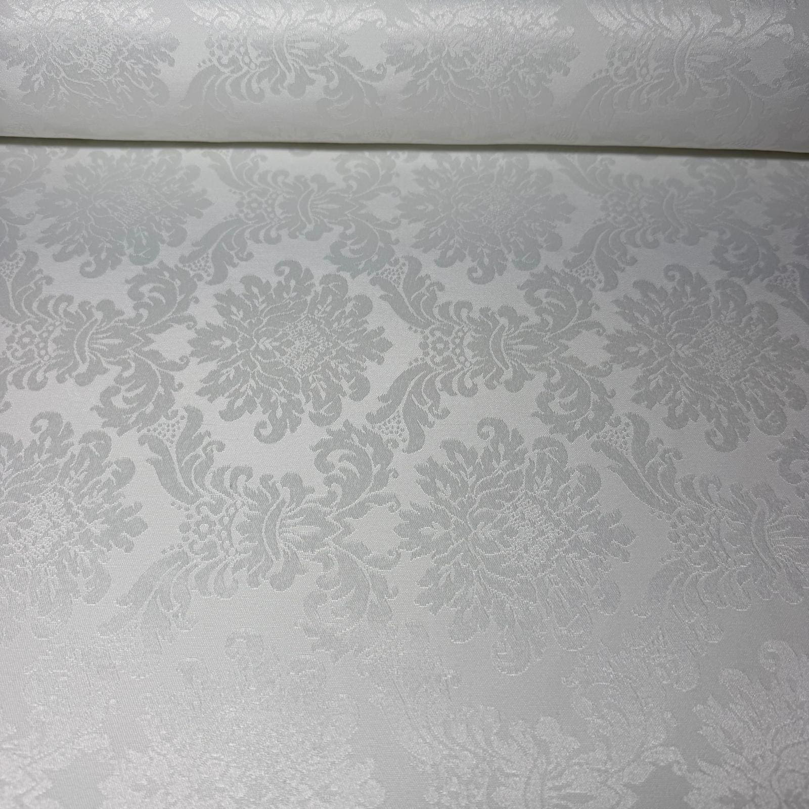 Tela de Damasco Jacquard Brocada Reversible Blanco (Ancho 2,80M)