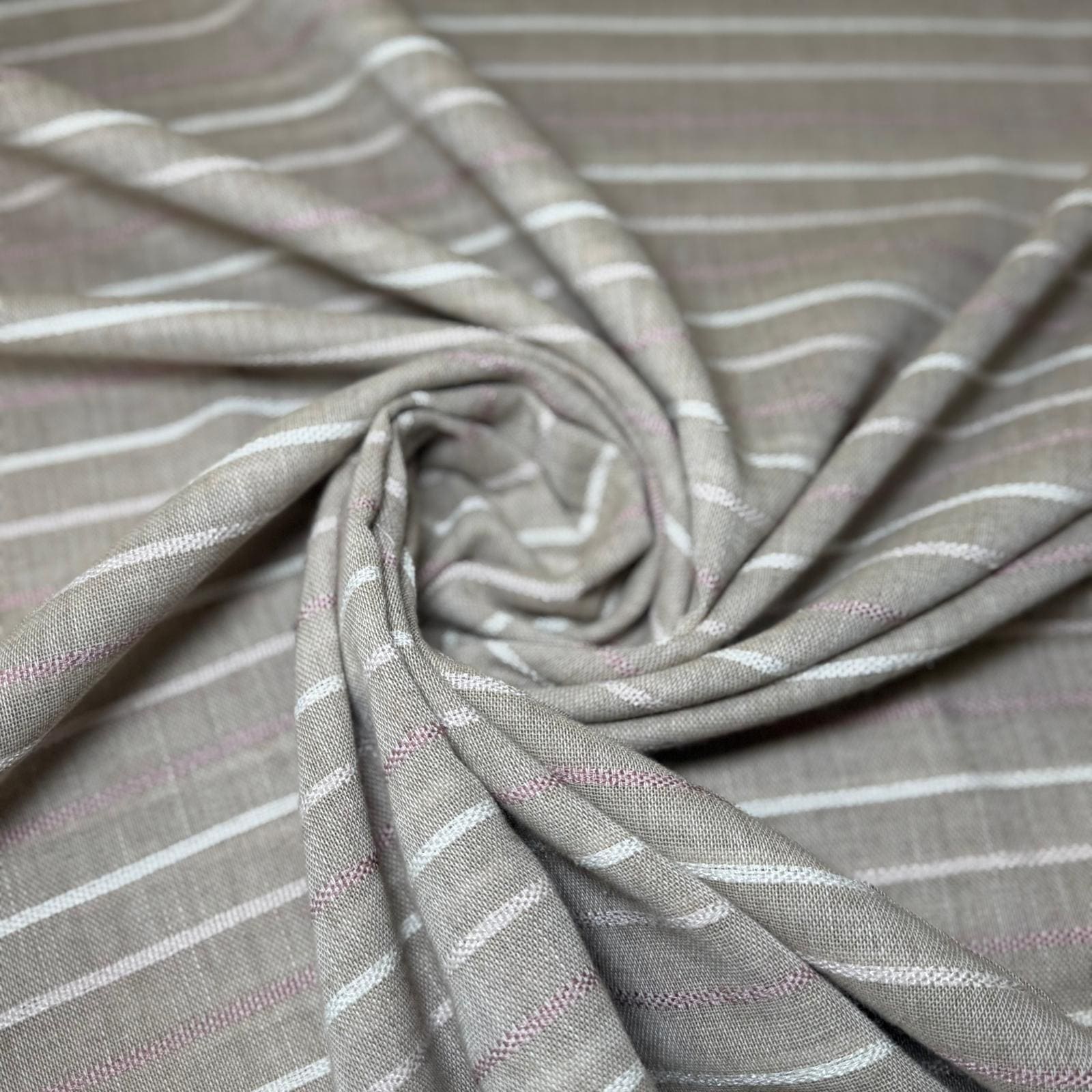 Tela de Visillo 3 Rayas Camel (Ancho 3M) - Imagen 2