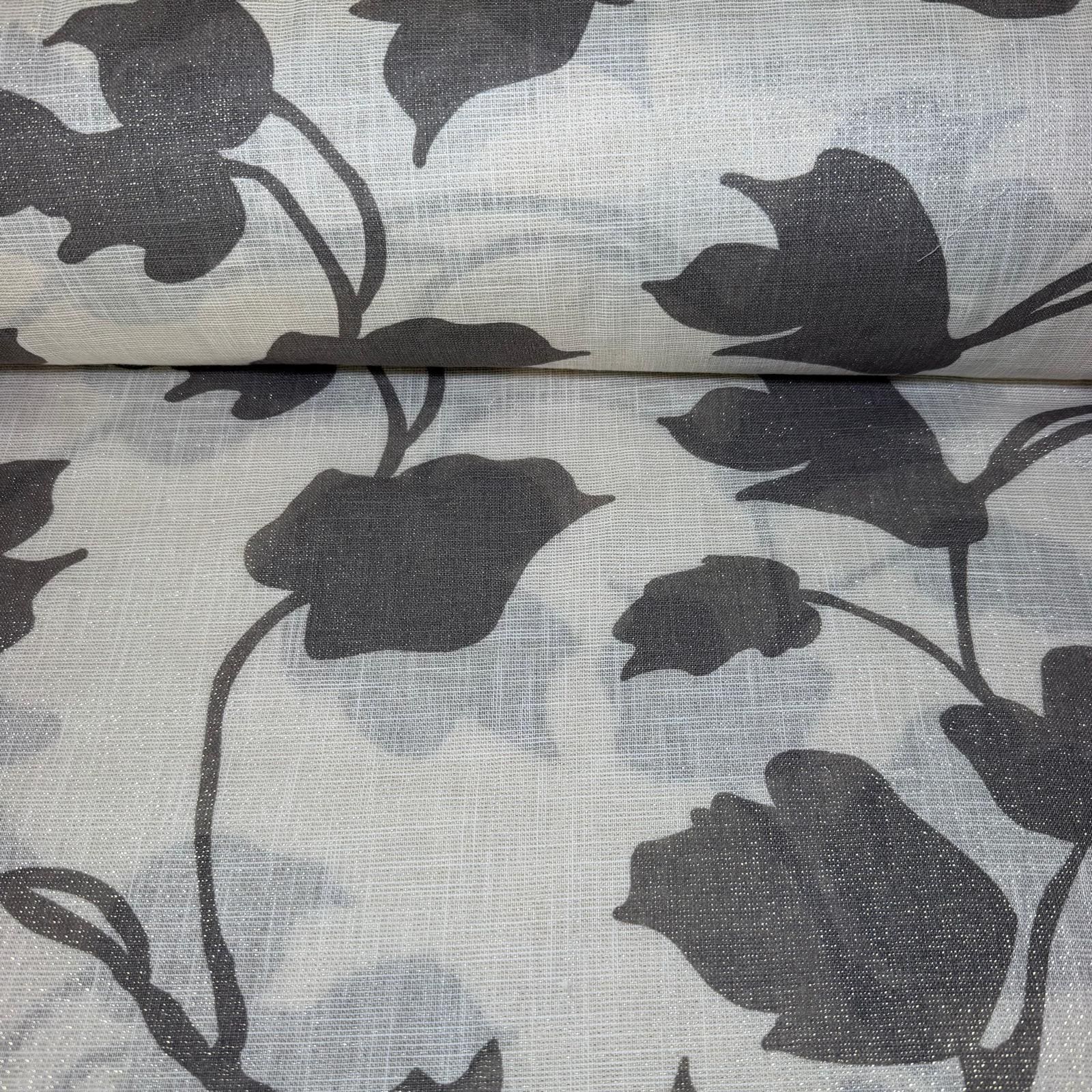 Tela de Visillo Motivos Florales Beige (Ancho 3M)