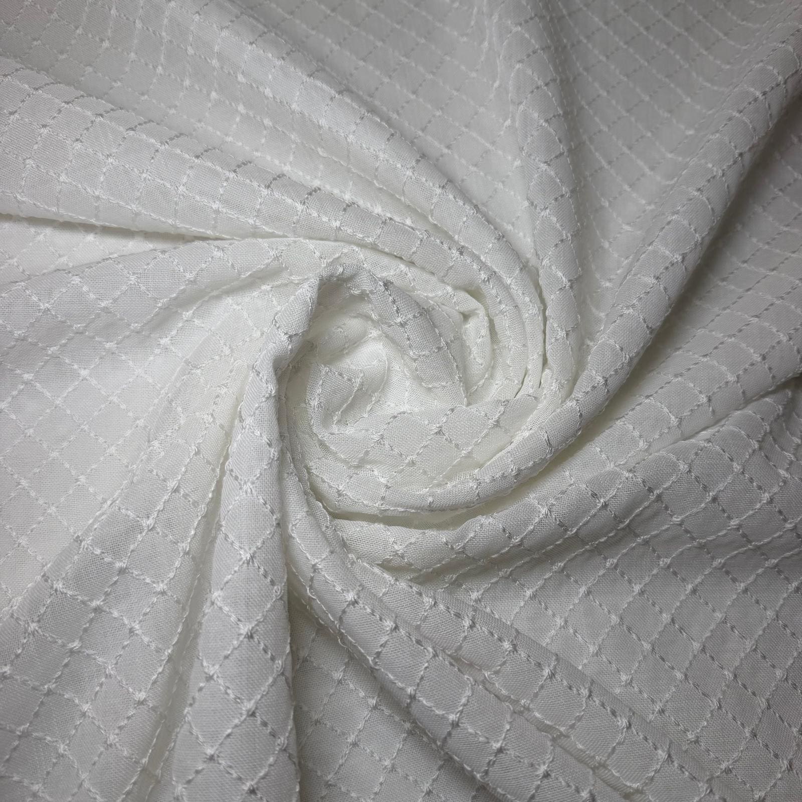 Tela de Visillo Cuadros Blanco (Ancho 3,10M) - Imagen 2