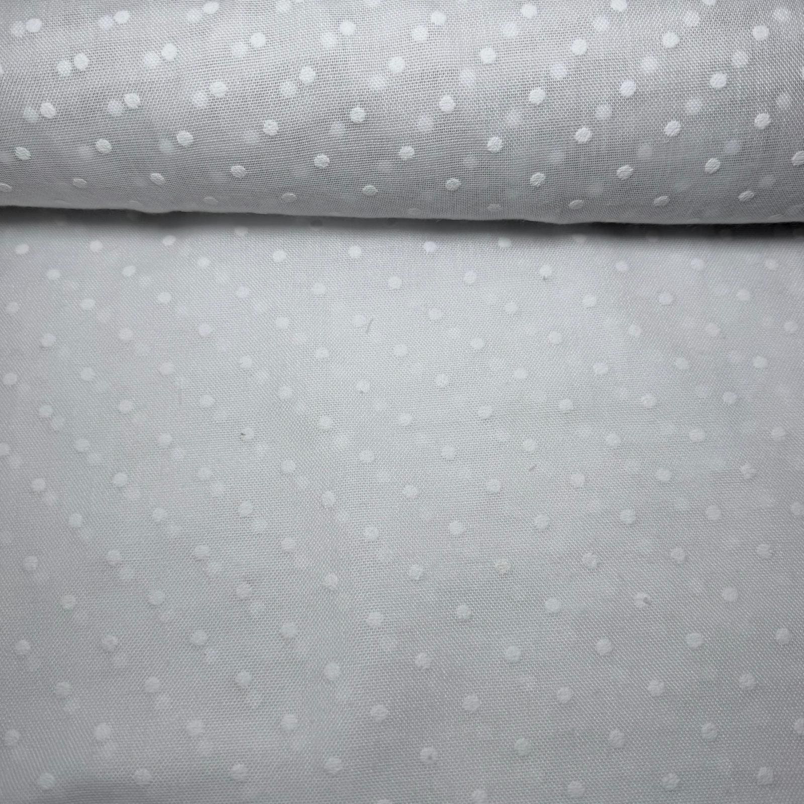 Tela de Visillo Mini Puntos Fondo Blanco (Ancho 2,80M)