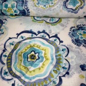 Tela de Visillo Flores Azules (Ancho 3M)