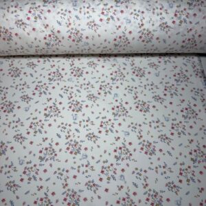 Tela de Batista Floral Mostaza, Azul y Rosa (Ancho 1,50M)