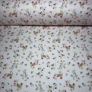 Tela de Villela Motivos Ardillas Rosa Claro (Ancho 1,50M)
