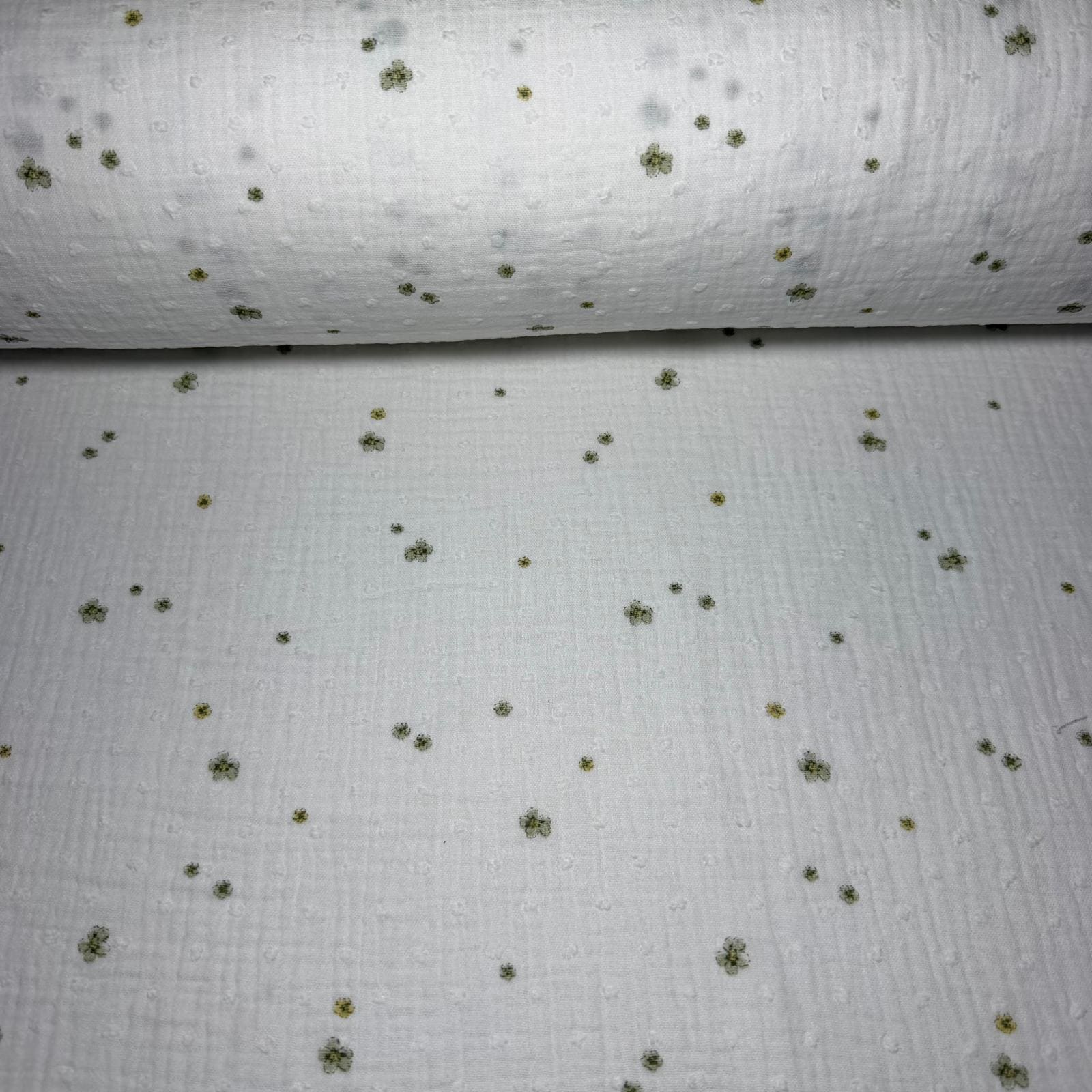 Tela de Doble Gasa Bambula Mini Floral Verde/Amarillo (Ancho 1,45M)