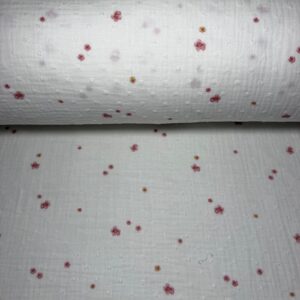 Tela de Doble Gasa Bambula Mini Floral Rosa (Ancho 1,45M)