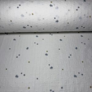 Tela de Doble Gasa Bambula Mini Floral Azul (Ancho 1,45M)