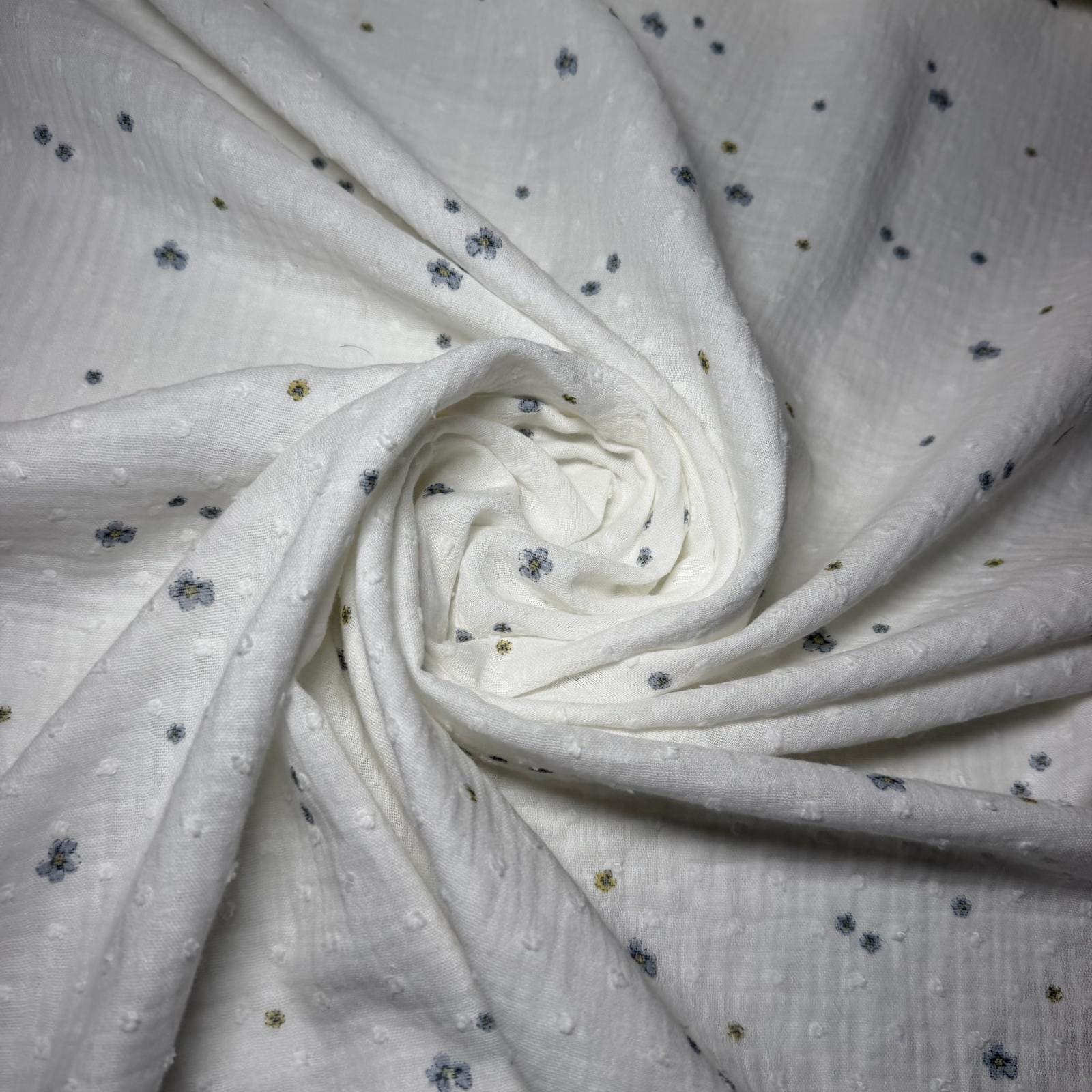 Tela de Doble Gasa Bambula Mini Floral Azul (Ancho 1,45M) - Imagen 2