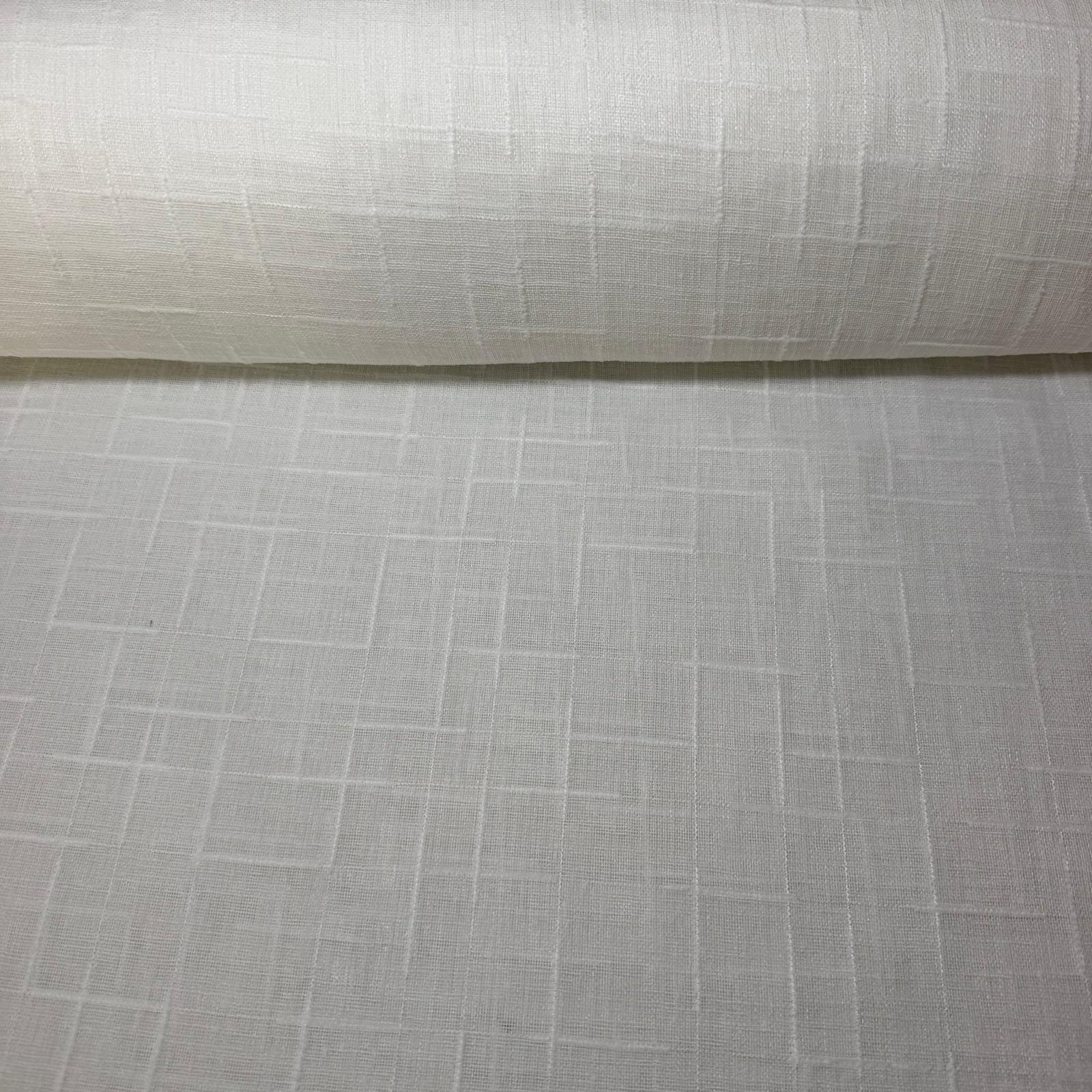 Tela de Visillo Blanco Rayas Bordadas (Ancho 3M)