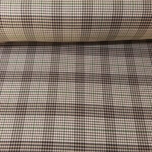 Tela de Cuadro Viscosa Pata de Gallo Beige Raya Verde (Ancho 1,50M)